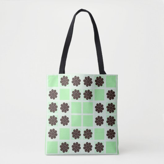 Mint groene crème en chocolade chip quilt patroon tote bag (Voorkant)