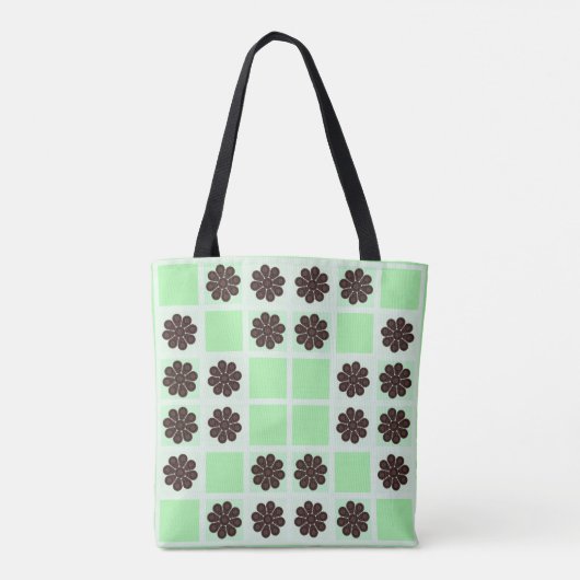 Mint groene crème en chocolade chip quilt patroon tote bag (Achterkant)