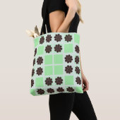 Mint groene crème en chocolade chip quilt patroon tote bag (Dichtbij)