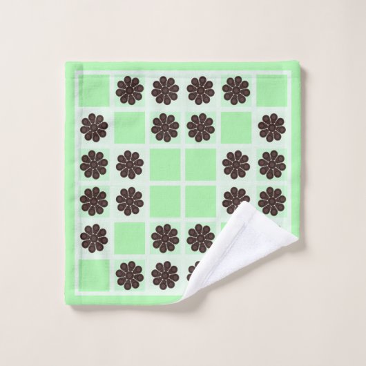 Mint groene crème en chocolade chip quilt patroon washandje (Wasdoekje)