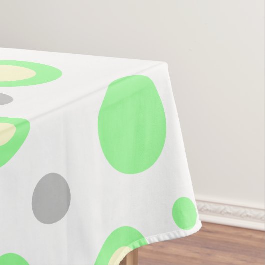 Mint Groene Crème Lichtgrijze Polka Dots Tafelkleed (Voorbeeld)
