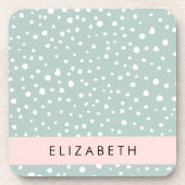 Mint Groene Dalmatische Stippen, Vlekken, Jouw naa Bier Onderzetter (Voorkant)