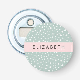 Mint Groene Dalmatische Stippen, Vlekken, Jouw naa Button Flesopener