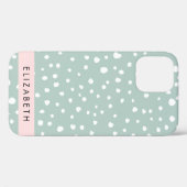 Mint Groene Dalmatische Stippen, Vlekken, Jouw naa Case-Mate iPhone Case (Achterkant (horizontaal))