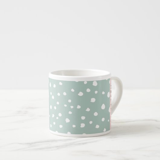 Mint Groene Dalmatische Stippen, Vlekken, Jouw naa Espresso Kop (Voorkant rechts)