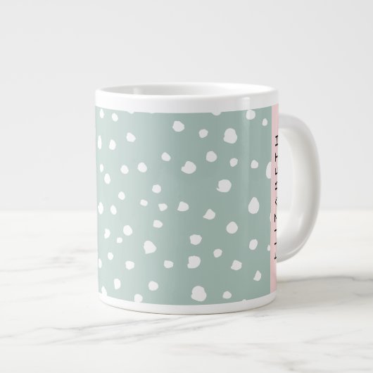 Mint Groene Dalmatische Stippen, Vlekken, Jouw naa Grote Koffiekop (Voorkant rechts)