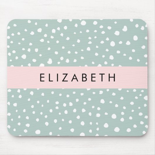 Mint Groene Dalmatische Stippen, Vlekken, Jouw naa Muismat (Voorkant)