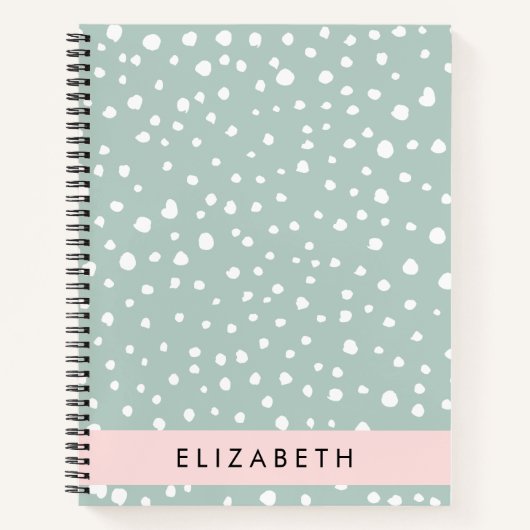 Mint Groene Dalmatische Stippen, Vlekken, Jouw naa Notitieboek (Voorkant)