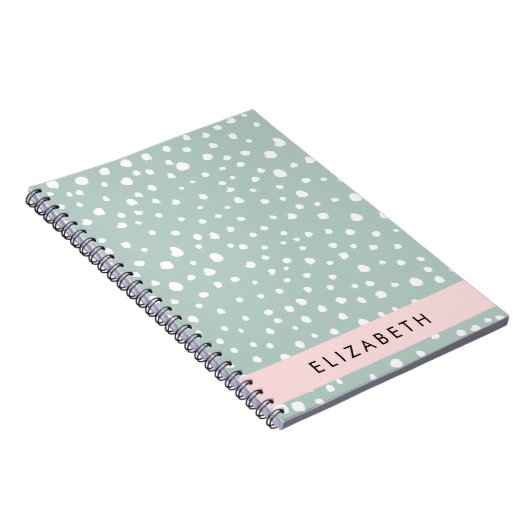 Mint Groene Dalmatische Stippen, Vlekken, Jouw naa Notitieboek (Rechterzijde)