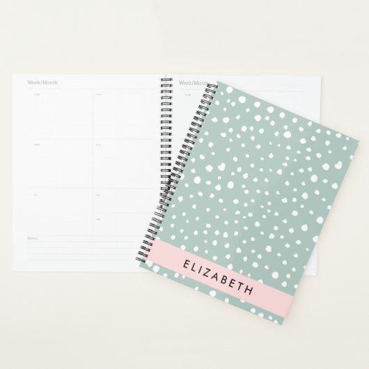 Mint Groene Dalmatische Stippen, Vlekken, Jouw naa Planner (Display)