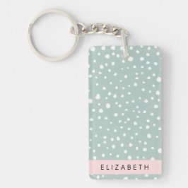 Mint Groene Dalmatische Stippen, Vlekken, Jouw naa Sleutelhanger