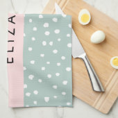 Mint Groene Dalmatische Stippen, Vlekken, Jouw naa Theedoek (Quarter Fold)