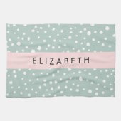 Mint Groene Dalmatische Stippen, Vlekken, Jouw naa Theedoek (Horizontaal)