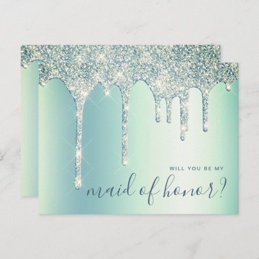Mint-groene druppels zullen je mijn eerbewijs zijn uitnodiging briefkaart (Voorkant / Achterkant)