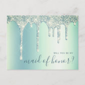 Mint-groene druppels zullen je mijn eerbewijs zijn uitnodiging briefkaart (Voorkant)