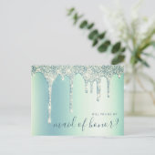Mint-groene druppels zullen je mijn eerbewijs zijn uitnodiging briefkaart (Staand voorkant)