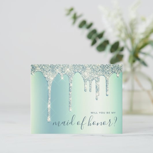 Mint-groene druppels zullen je mijn eerbewijs zijn uitnodiging briefkaart (Staand voorkant)