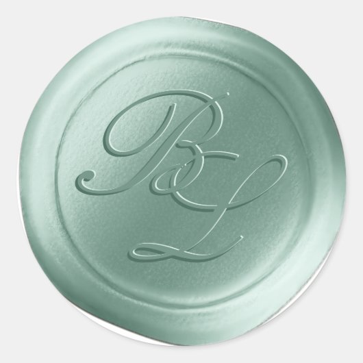 Mint Groene Dubbele Monogram Faux Wax Seal Sticker (Voorkant)