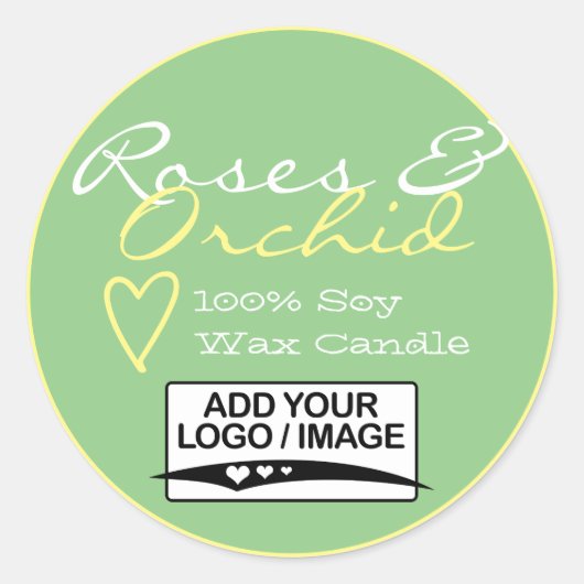 Mint Groene Eenvoudige Kandellabels met Logo Paste Ronde Sticker (Voorkant)
