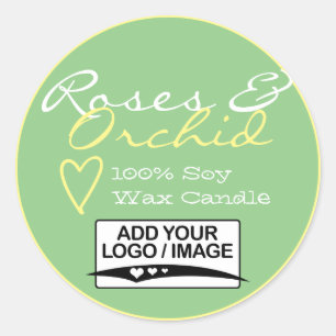 Mint Groene Eenvoudige Kandellabels met Logo Paste Ronde Sticker