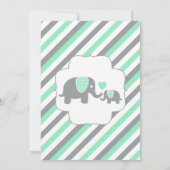 Mint Groene en Grijze Olifant 🐘 | BABY SHOWER Kaart (Achterkant)