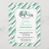 Mint Groene en Grijze Olifant 🐘 | BABY SHOWER Kaart (Voorkant / Achterkant)