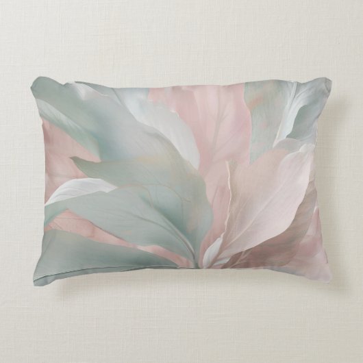Mint Groene en Roze Kust Botanische Print Accent Kussen (Voorkant)