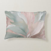 Mint Groene en Roze Kust Botanische Print Accent Kussen (Achterkant)