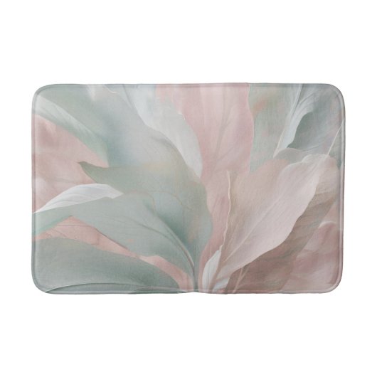 Mint Groene en Roze Kust Botanische Print Badmat (Voorkant)