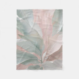 Mint Groene en Roze Kust Botanische Print Fleece Deken