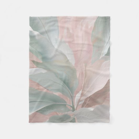 Mint Groene en Roze Kust Botanische Print Fleece Deken (Voorkant)