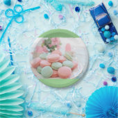 Mint groene en roze macarons papieren bordje (Feest)