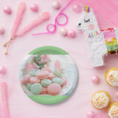 Mint groene en roze macarons papieren bordje (Feest)