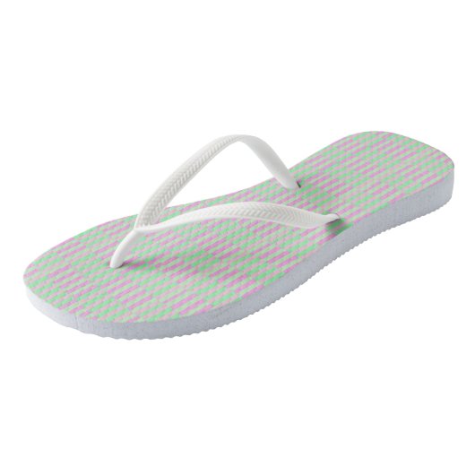 Mint Groene en roze Strepen Teenslippers (Schuin)
