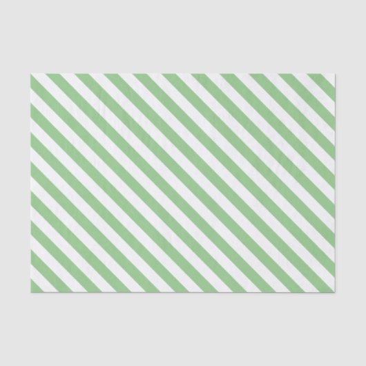 Mint groene en witte diagonale strepen tissuepapier (Voorkant)