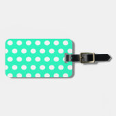Mint Groene en Witte Polka Dots Bagagelabel (Voorkant horizontaal)