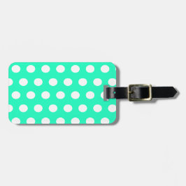 Mint Groene en Witte Polka Dots Bagagelabel