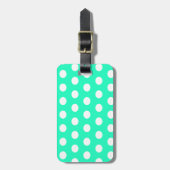 Mint Groene en Witte Polka Dots Bagagelabel (Voorkant verticaal)