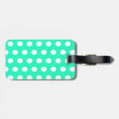 Mint Groene en Witte Polka Dots Bagagelabel (Achterkant horizontaal)