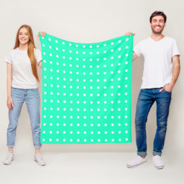 Mint Groene en Witte Polka Dots Fleece Deken