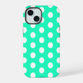 Mint Groene en Witte Polka Dots iPhone 15 Case