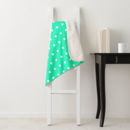 Mint Groene en Witte Polka Dots Sherpa Deken