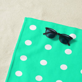 Mint Groene en Witte Polka Dots Strandlaken