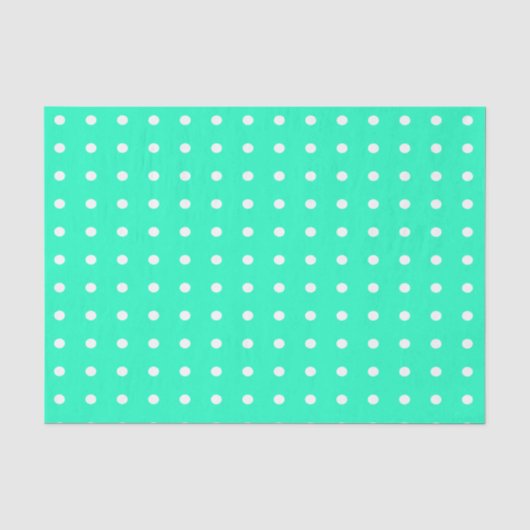Mint Groene en Witte Polka Dots Tissuepapier (Voorkant)