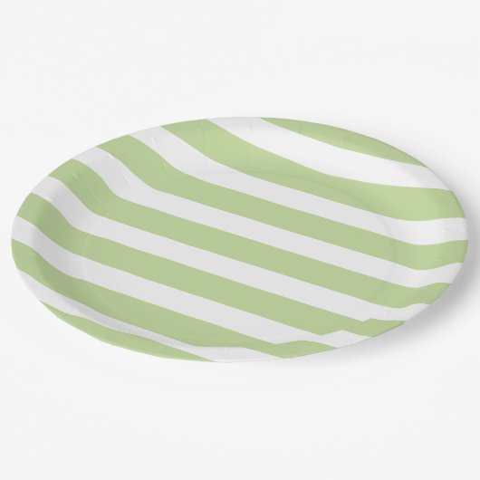 Mint-groene en witte strepen papieren bordje (Gekanteld)