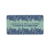 Mint-groene faux line Blue Paisley Lace Etiket (Voorkant)