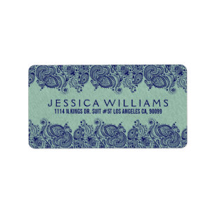Mint-groene faux line Blue Paisley Lace Etiket