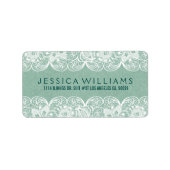 Mint-groene faux line White Floral Lace Etiket (Voorkant)