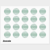 Mint-groene faux line White Floral Lace Ronde Sticker (Vel)