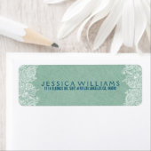 Mint-groene faux line White Paisley Lace 2 Etiket (Insitu)